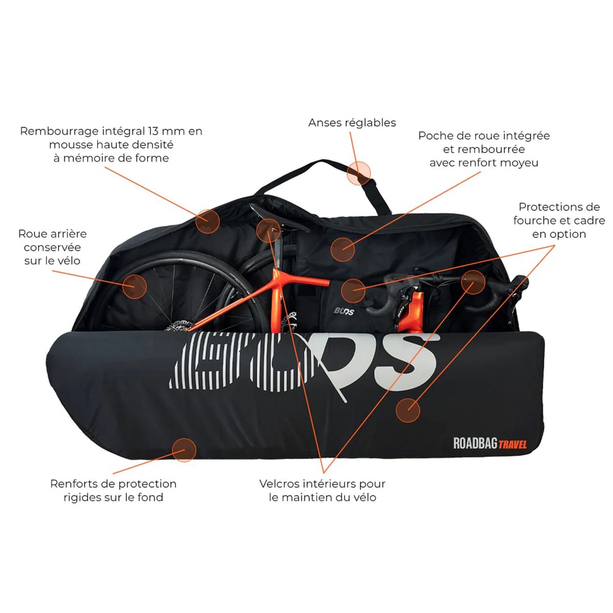 BUDS ROADBAG TRAVEL Κάλυμμα ποδηλάτου δρόμου (ειδικό επίπεδο) Μαύρο