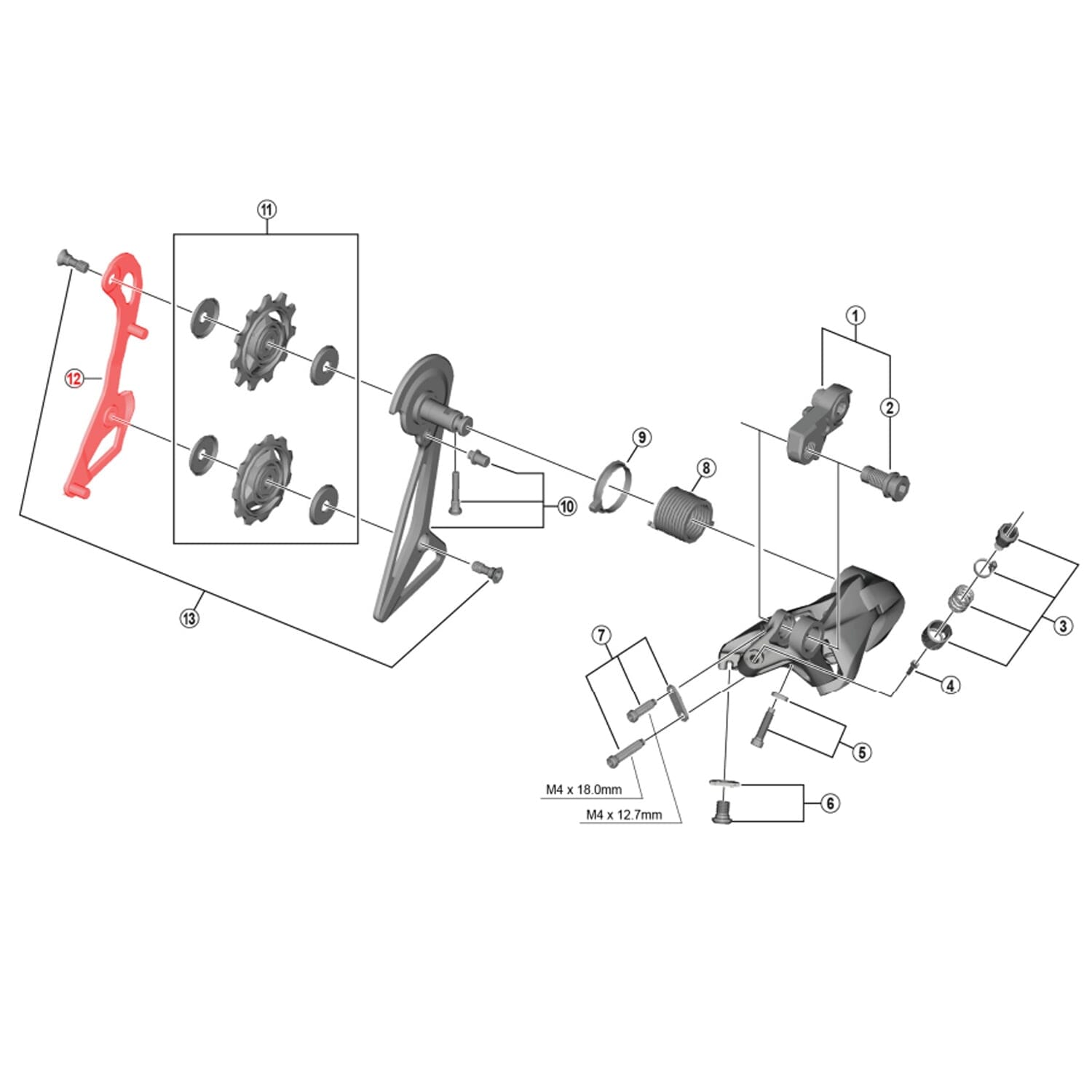 Chape de Dérailleur Arrière Interne Courte SHIMANO DURA-ACE RD-R9100-SS #Y5ZR98080