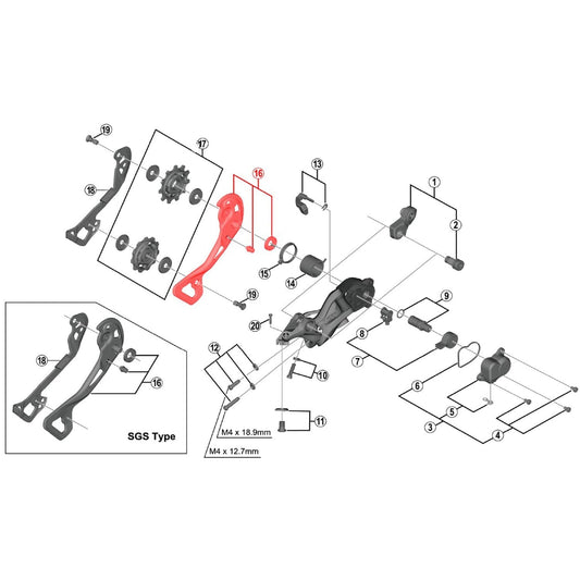 Chape Externe Courte pour Dérailleur Arrière SHIMANO XTR M9000GS #Y5PV98120