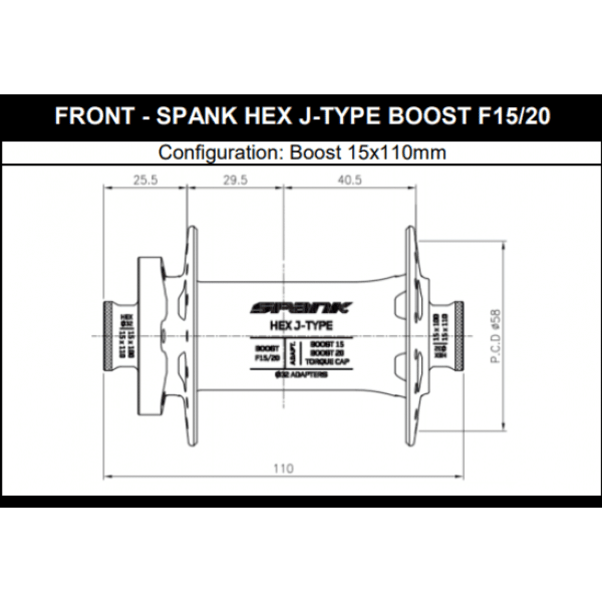 Moyeu Avant SPANK HEX 15/20 mm Boost Rouge