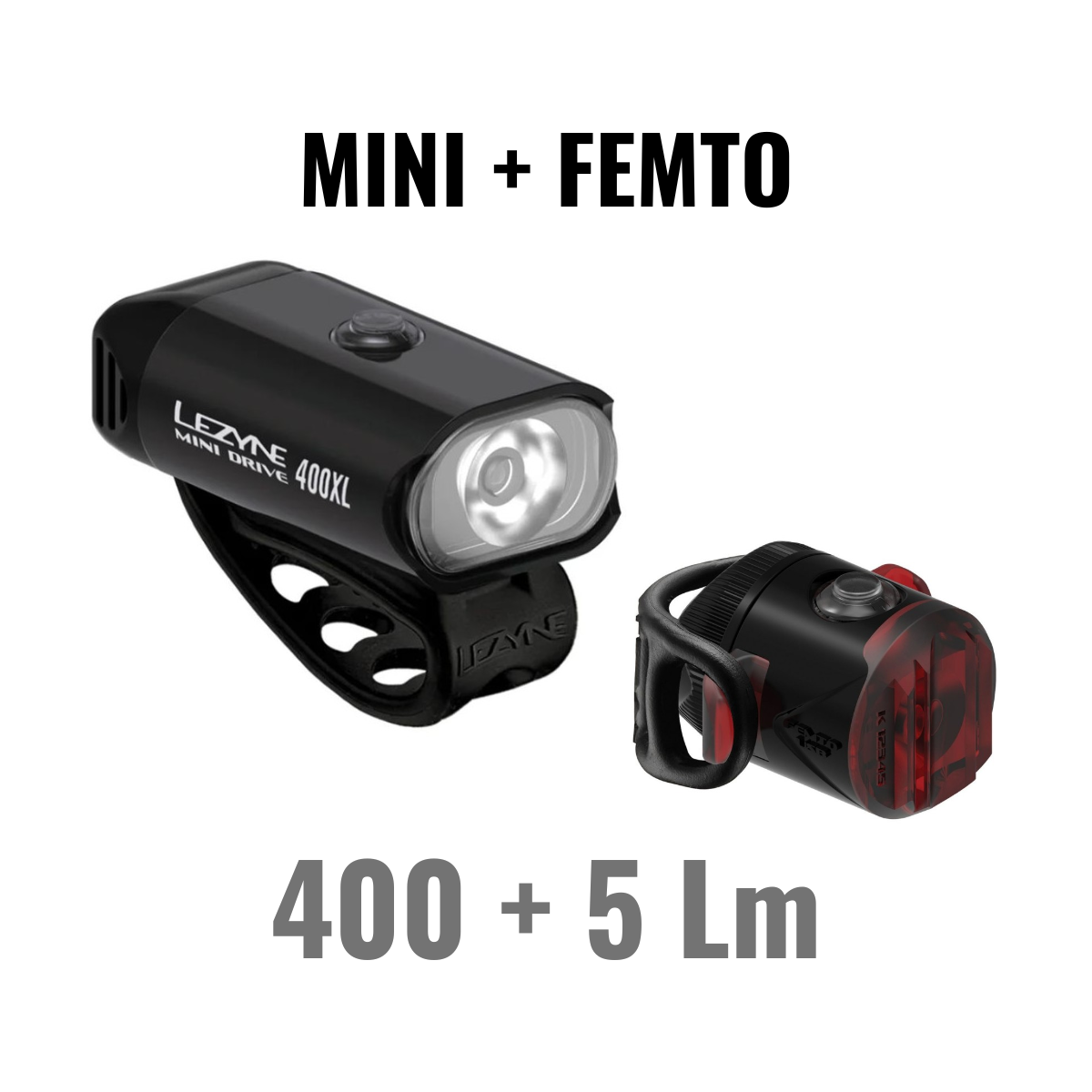 Front and rear lights LEZYNE MINI DRIVE 400XL / FEMTO USB