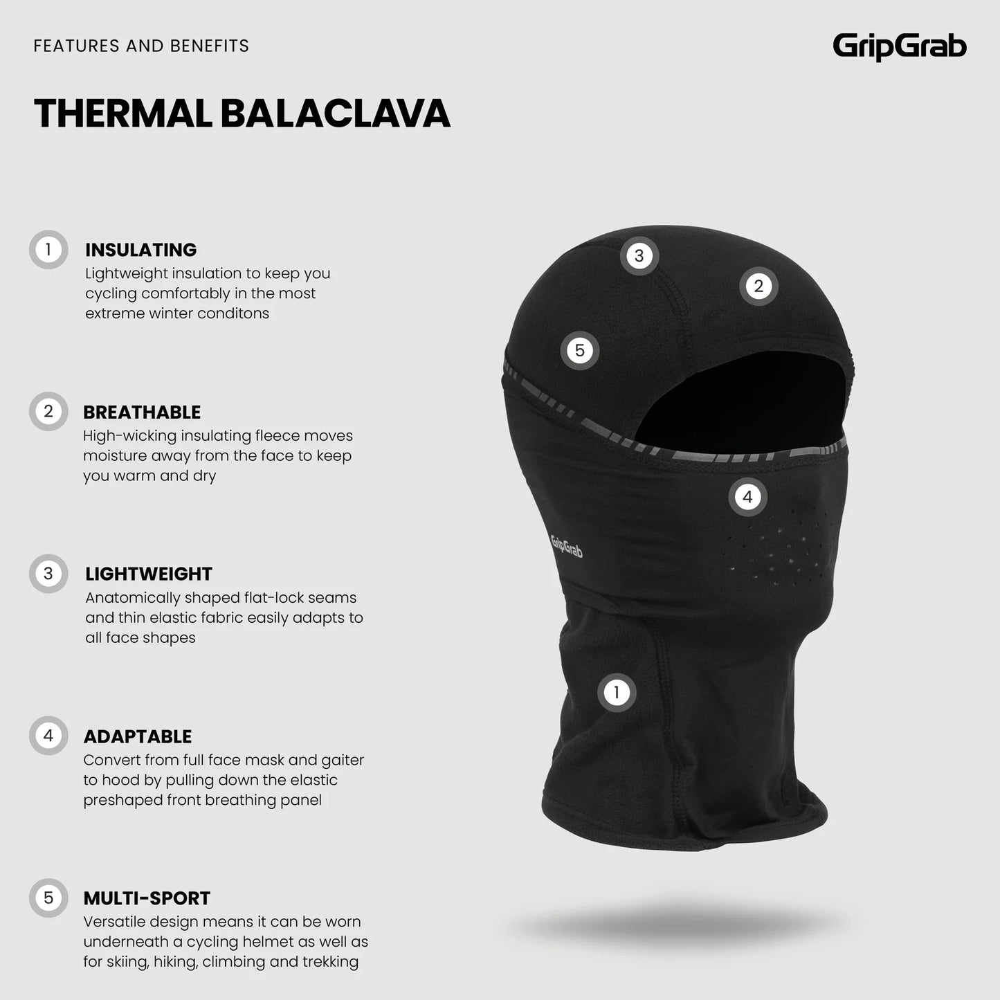 GRIPGRAB THERMO WINTER balaclava Μαύρη