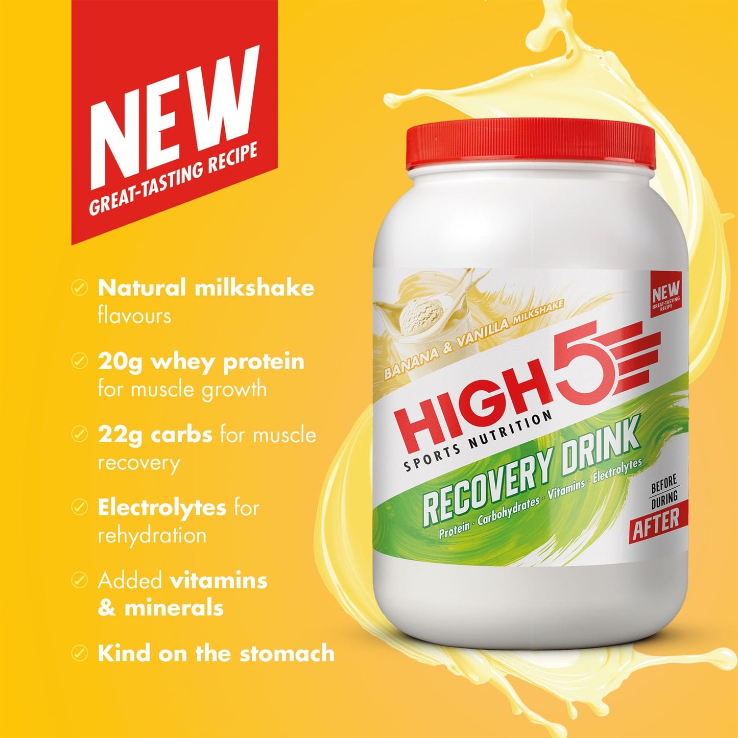 Ποτό αποκατάστασης HIGH5 RECOVERY DRINK (1.6kg) Banana Vanilla Milkshake