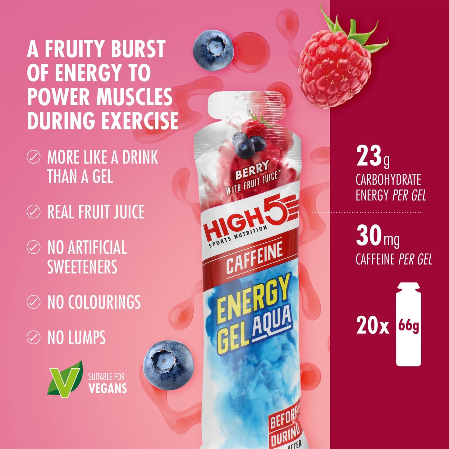 HIGH5 ENERGY GEL Aqua Caffeine (66g) Fruits Red