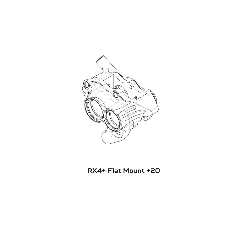 Υδραυλική δαγκάνα φρένων HOPE RX4+ FM 34mm (+20) 4 πιστόνια Mineral Black