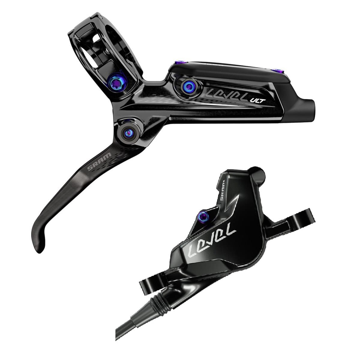 Pair of SRAM LEVEL ULTIMATE Organic Discless Brakes Black/Rainbow