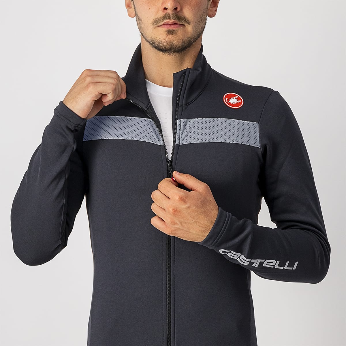 CASTELLI PURO 3 FZ Long Sleeve Jersey Μαύρο/γκρι