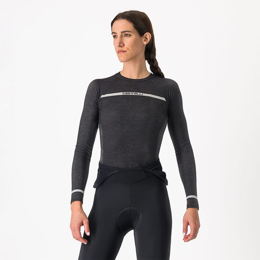 CASTELLI MERINO SEAMLESS Γυναικείο μακρυμάνικο εσώρουχο Μαύρο