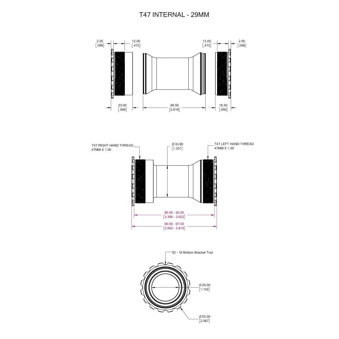 WOLFTOOTH T47 29mm SRAM DUB Raw Silver crankset