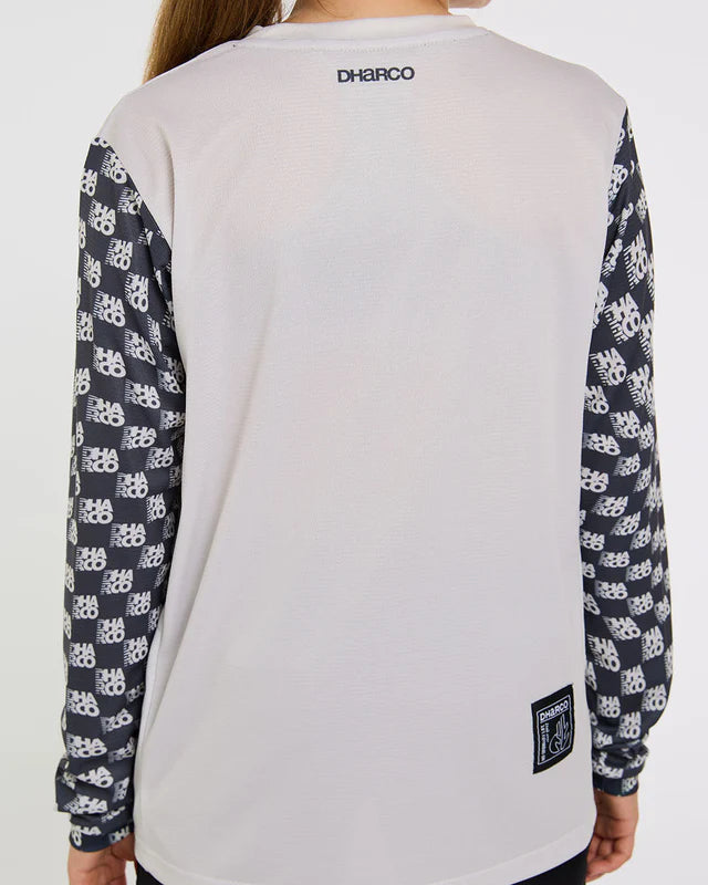 DHARCO GRAVITY OFFSET Junior Long Sleeve Jersey White/Black