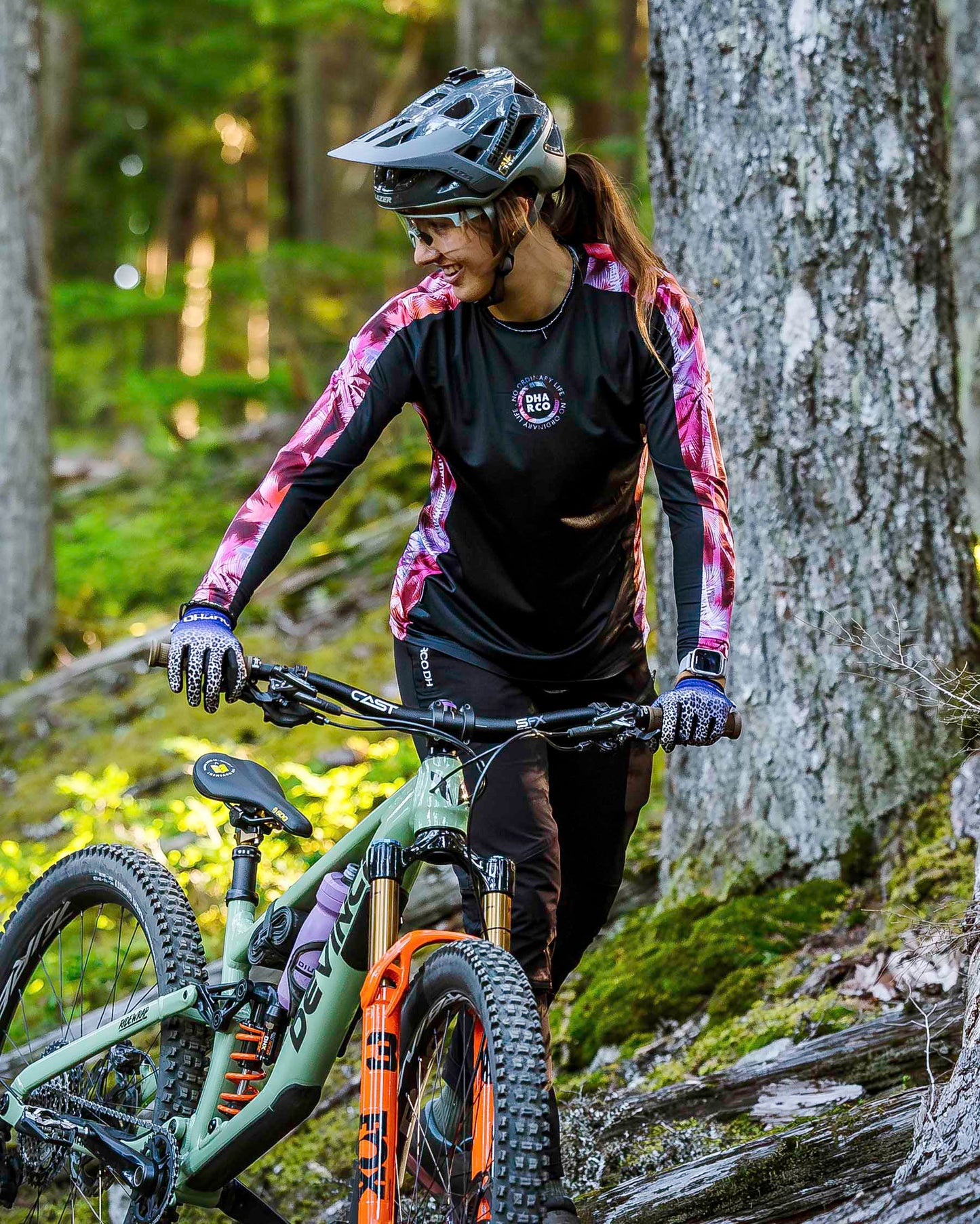 Γυναικείο DHARCO RACE NEBULA Long Sleeve Jersey Μαύρο/Ροζ