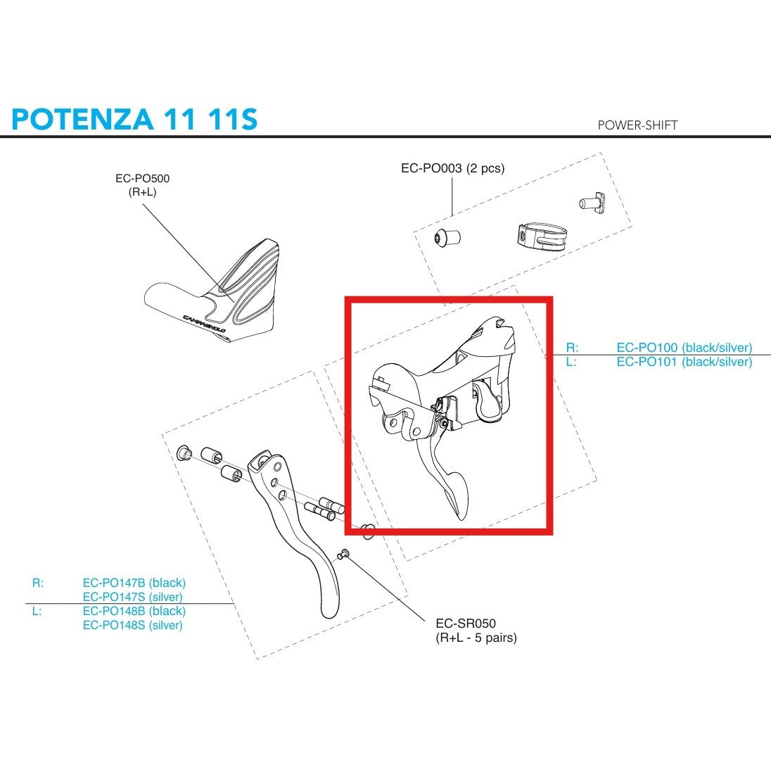ΜΠΛΟΚ ΔΕΙΚΤΏΝ ΔΕΞΙΟΎ ΧΕΡΙΟΎ CAMPAGNOLO POTENZA POWER-SHIFT 11V 2018