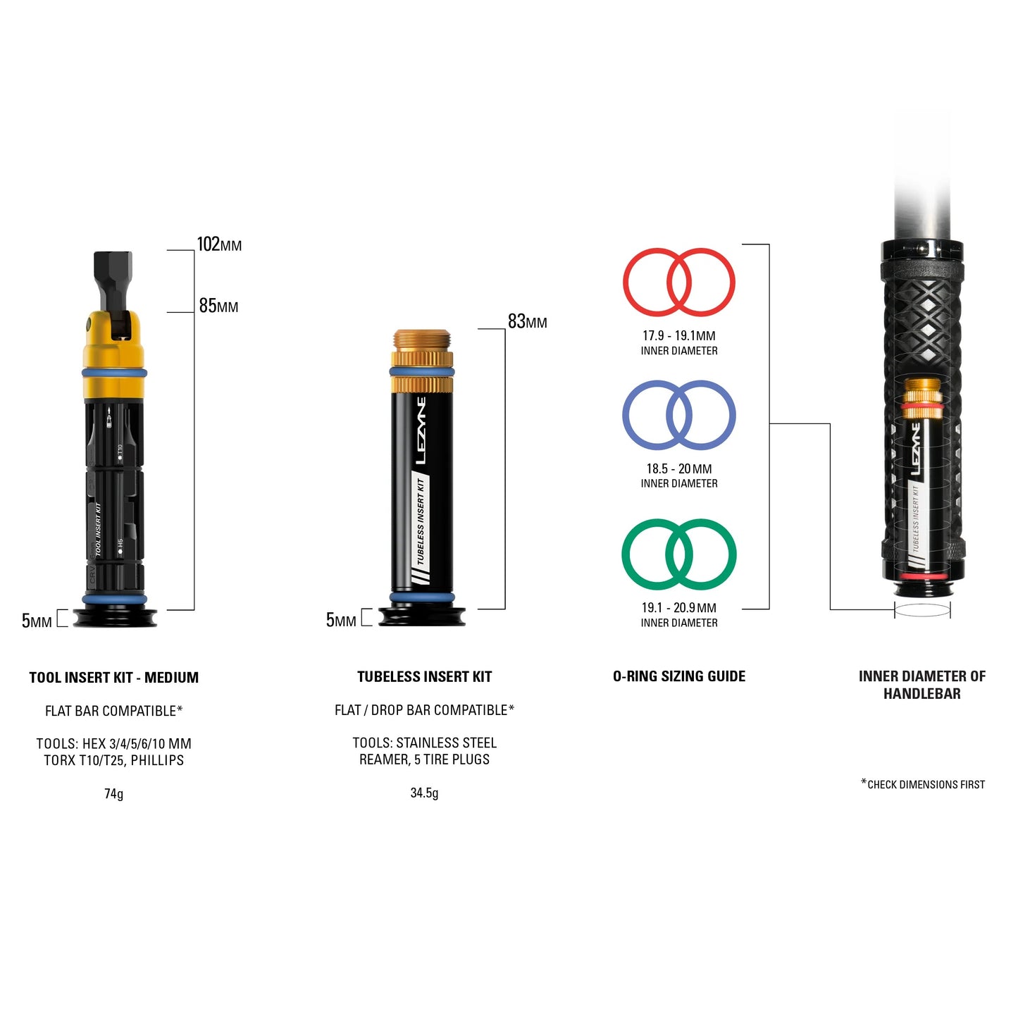 Κιτ επισκευής χωρίς σωλήνες + Πολυεργαλείο M Ενσωματωμένο τιμόνι LEZYNE