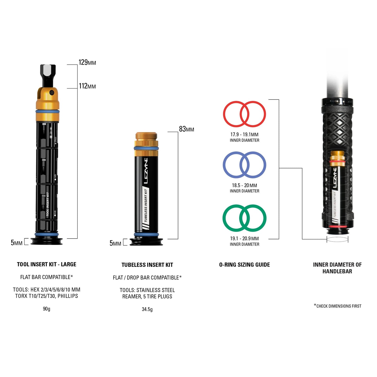 Κιτ επισκευής χωρίς σωλήνες + Πολυεργαλείο L Ενσωματωμένο τιμόνι LEZYNE