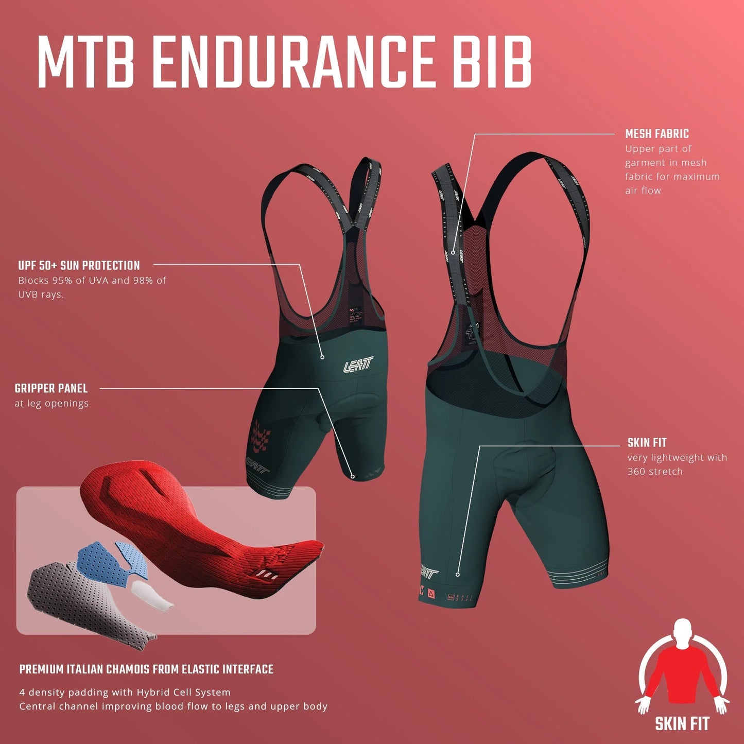 LEATT MTB ENDURANCE 6.0 RACING Bibshorts Μαύρο