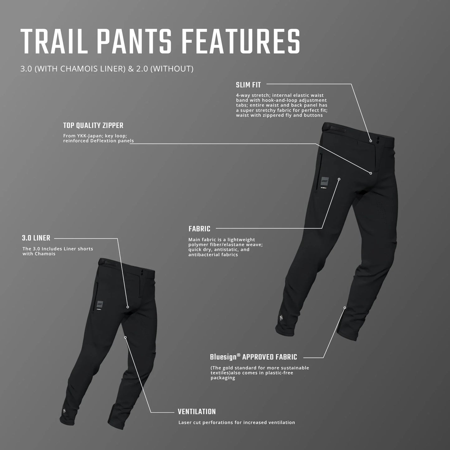 LEATT MTB Trail 3.0 LINER Παντελόνι Μαύρο