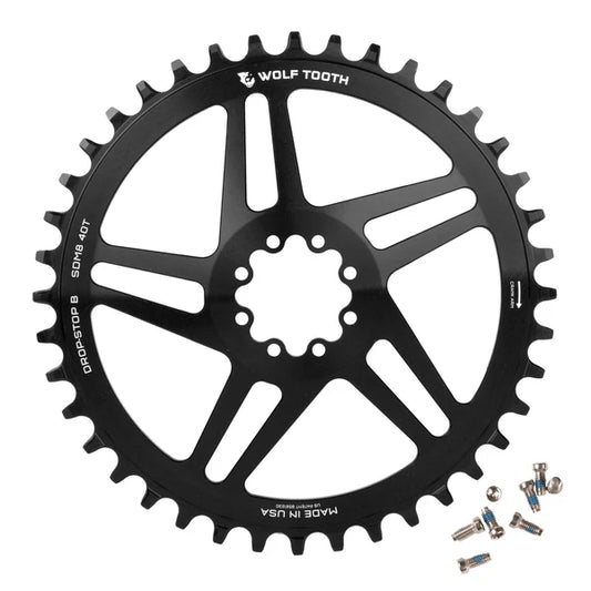 WOLF TOOTH DROP-STOP ST GRAVEL DM 8 Screw Sram Black Mono chainring