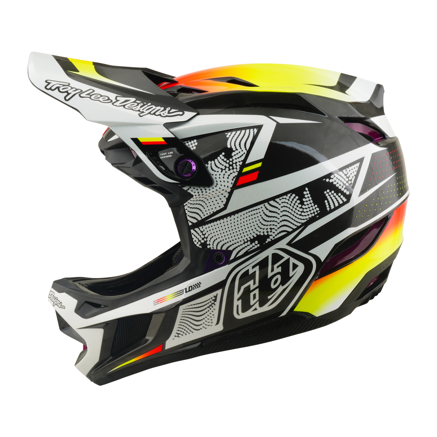 TROY LEE DESIGNS D4 CARBON MIPS Lined Up MTB Helmet Black/Yellow