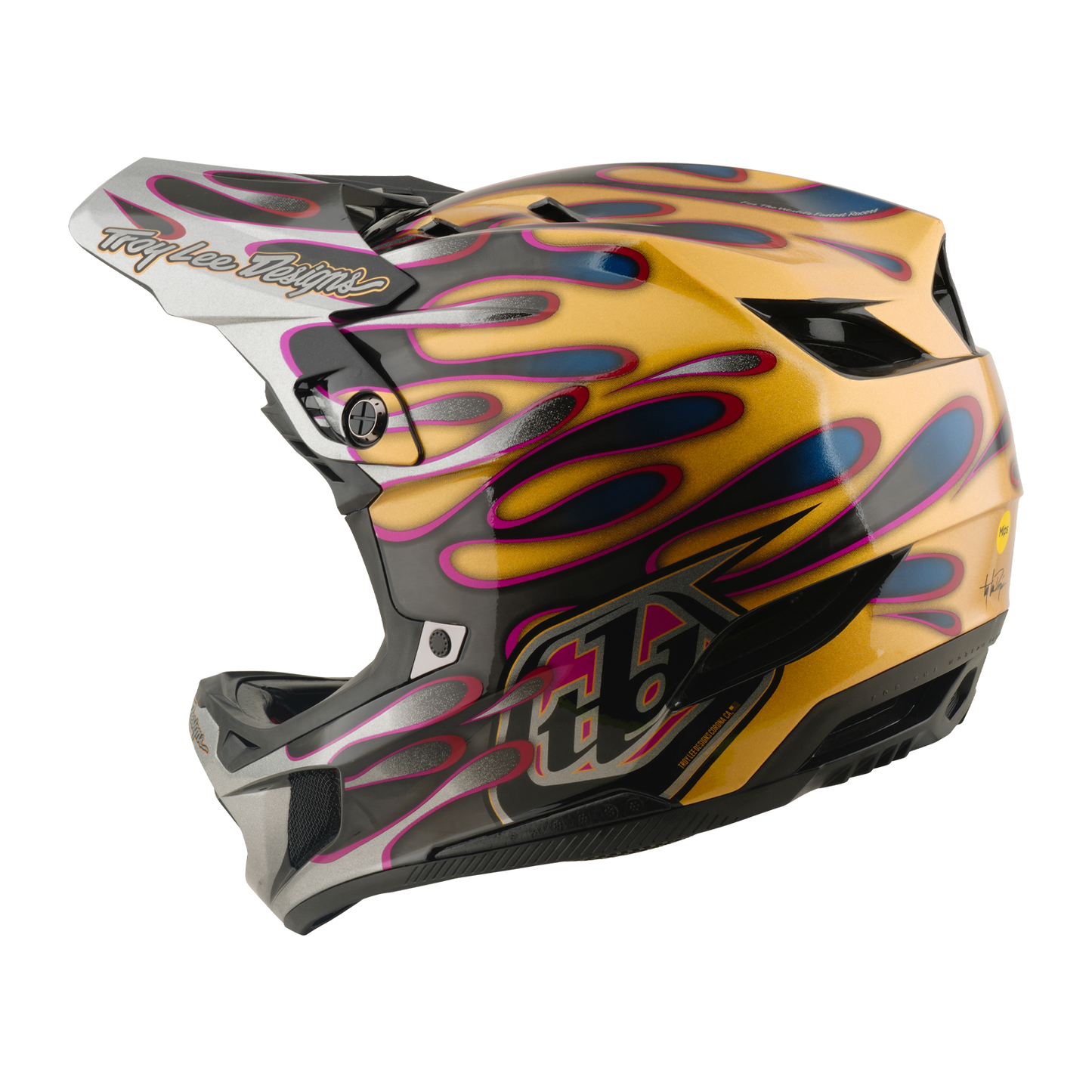 TROY LEE DESIGNS D4 CARBON MIPS Overspray Gold/Black MTB κράνος
