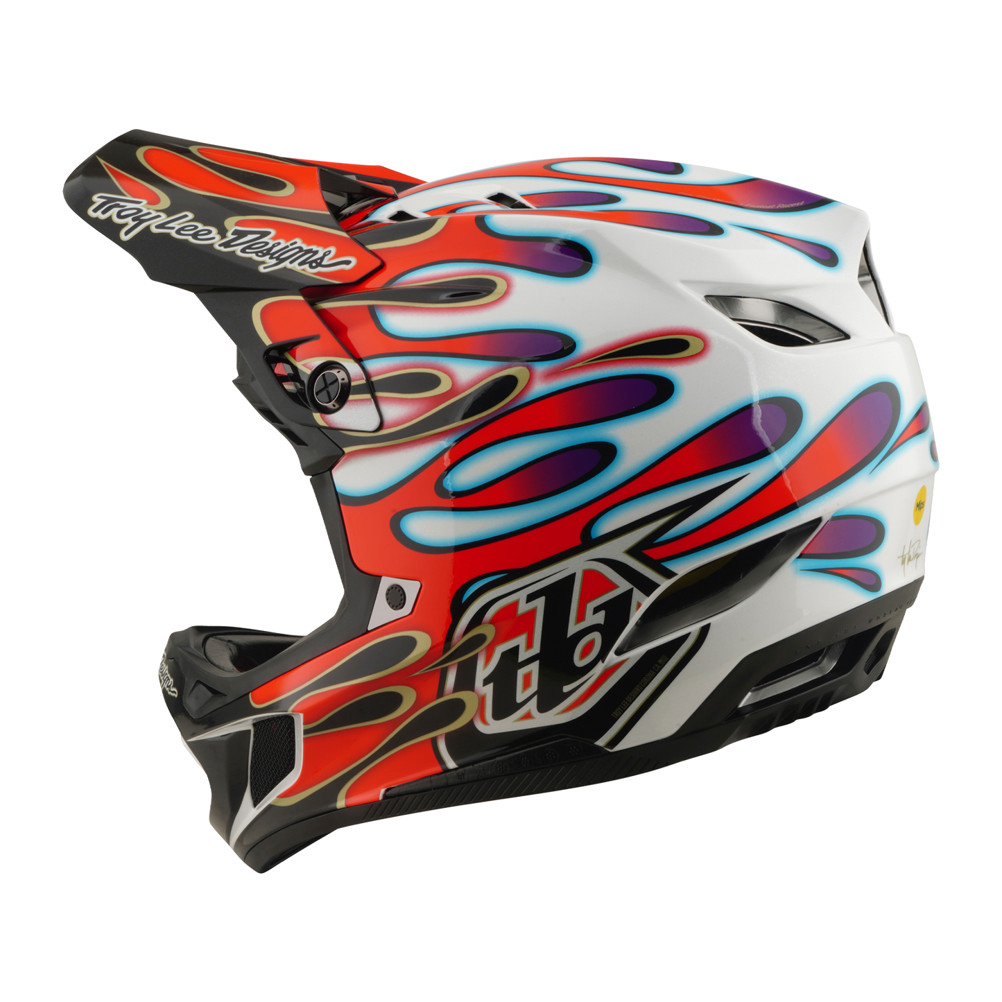 TROY LEE DESIGNS D4 COMPOSITE MIPS OVERSPRAY Κράνος MTB Λευκό/κόκκινο