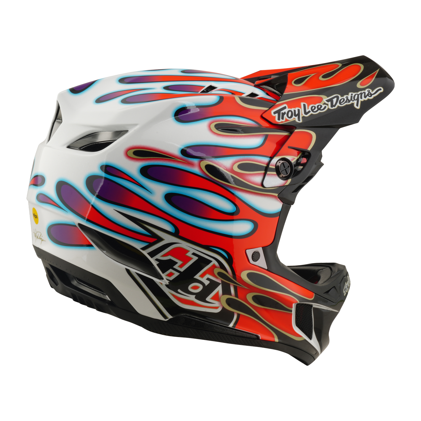 TROY LEE DESIGNS D4 COMPOSITE MIPS OVERSPRAY Κράνος MTB Λευκό/κόκκινο
