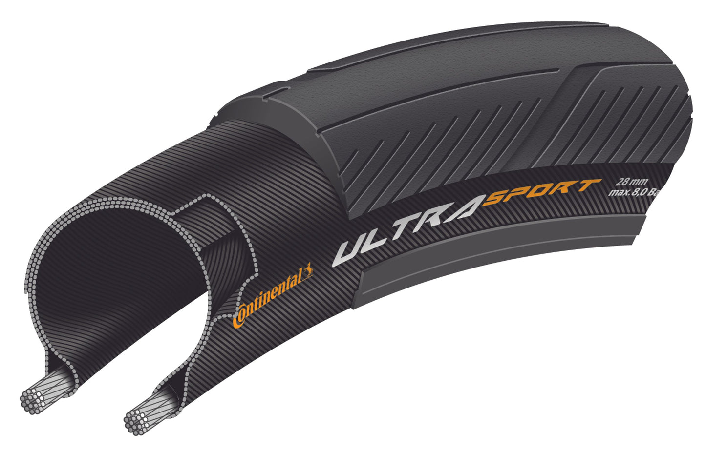 CONTINENTAL ULTRA SPORT III 700x28c TubeType Black tire