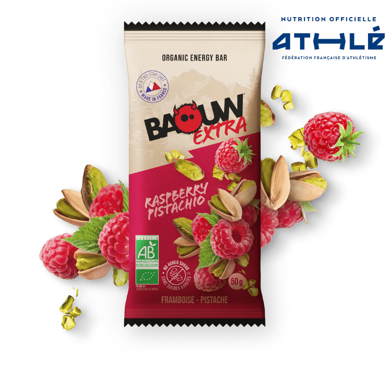 BAOUW ORGANIC EXTRA Βατόμουρο-Φιστίκι ενεργειακή μπάρα (50g)