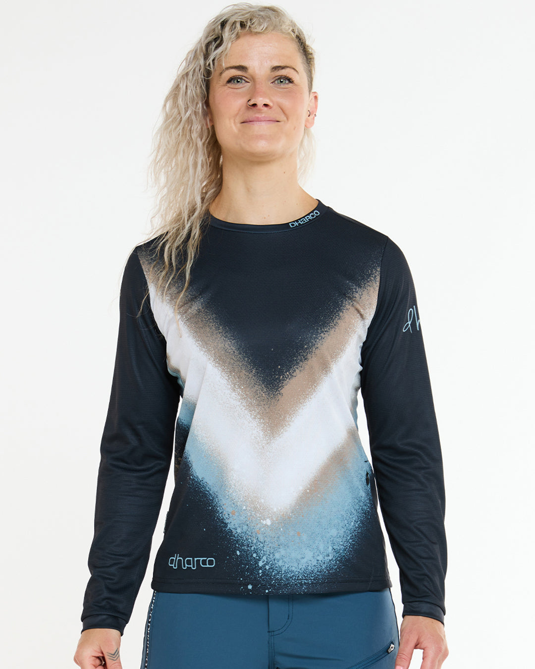 Γυναικείο DHARCO GRAVITY GOLDEN STREAK Long Sleeve Jersey Μαύρο/Μπλε