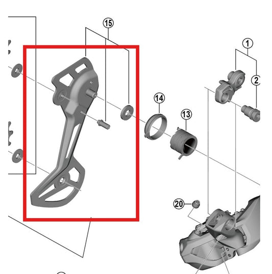 SGS SHIMANO RD-M8150-11/12 Εξωτερικός κλωβός οπίσθιου ντεραγιέρ SGS SHIMANO RD-M8150-11/12