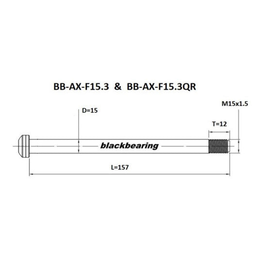 Axe de Roue Avant BLACKBEARING 15x110 mm RockShox Boost (M15x1.5-12mm)
