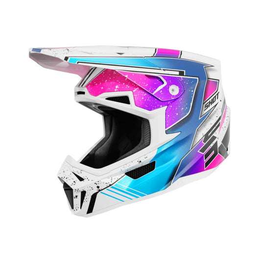 Κράνος BMX SHOT LITE Racing Λευκό Ροζ Περλέ
