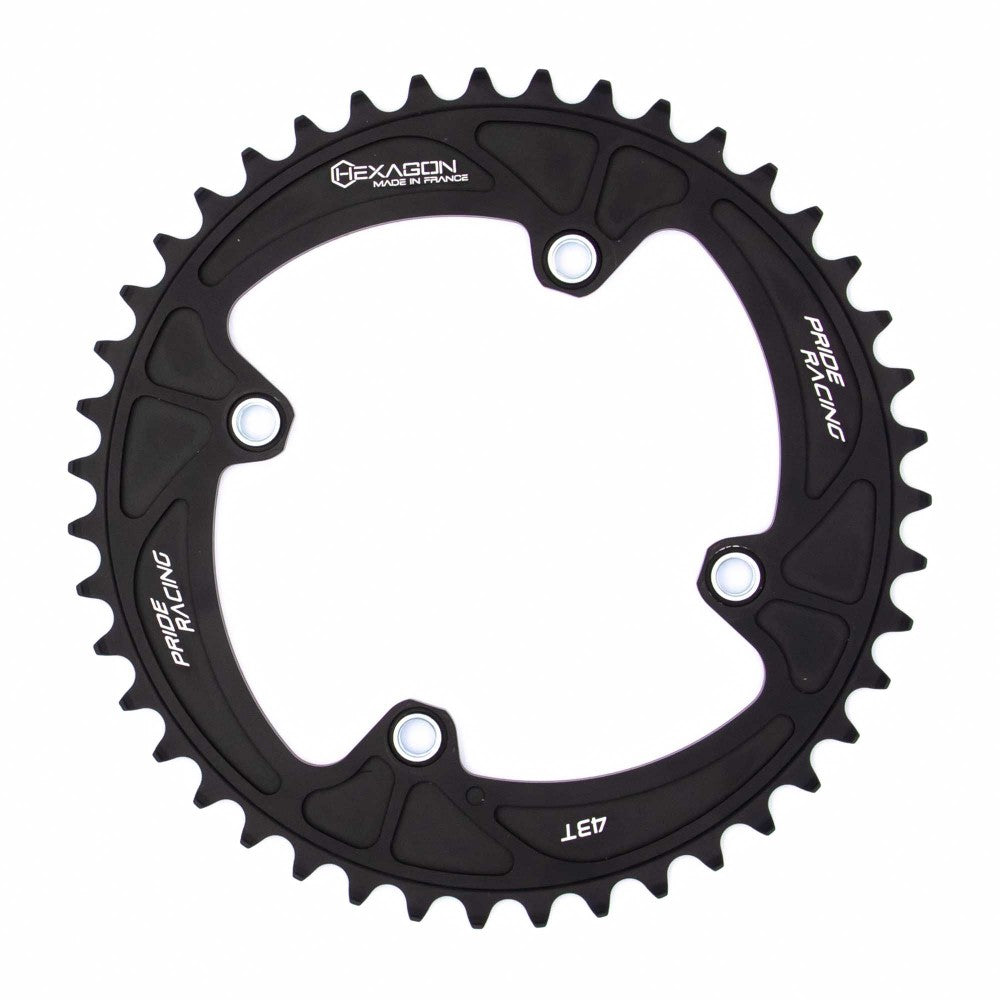 PRIDE HEXAGON Chainring 4 Threaded Bolts Black