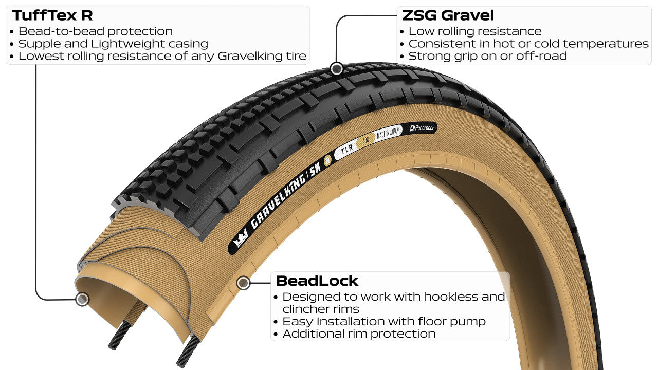PANARACER GRAVELKING SK R TLR 700x35c tire Tubeless Ready Beige
