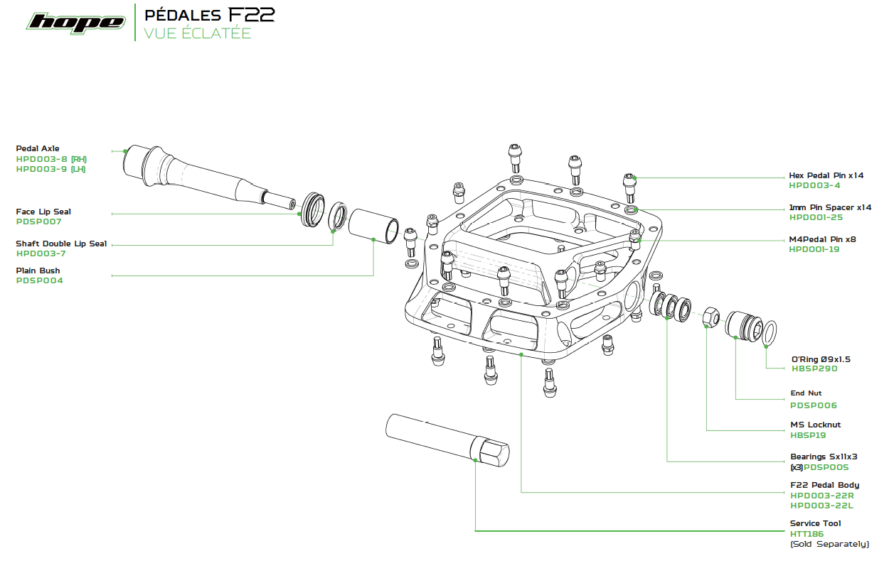 HOPE F22 Flat Pedals Μαύρο
