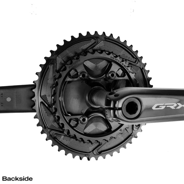 Paire de Plateaux 12V ALUGEAR AERO 110 BCD pour Shimano GRX Noir