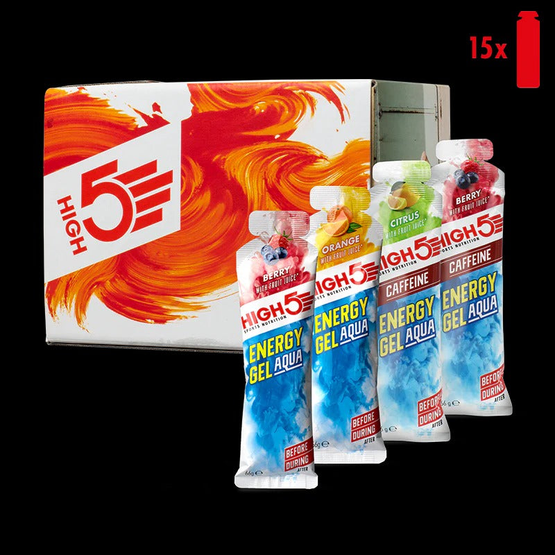 Συσκευασία HIGH5 ENERGY GEL Aqua (15x 66g) Mix γεύσεις