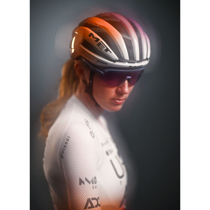 MET TRENTA 3K CARBON UAE TEAM ADQ 2026 Violet/Orange Helmet