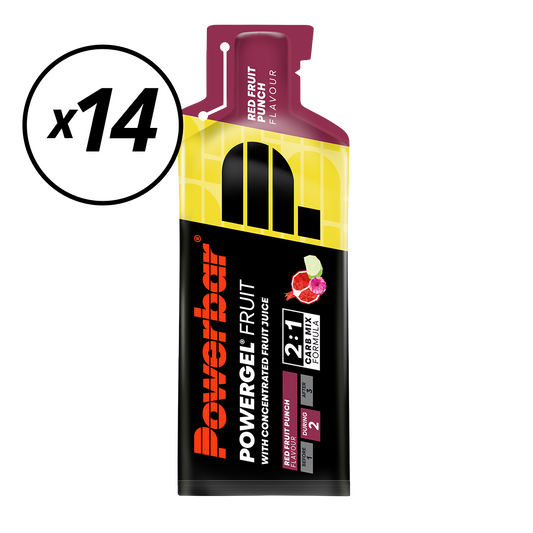 Set of 14 POWERBAR POWERGEL FRUIT Energy Gels (41gr) Red Fruits Short shelf life